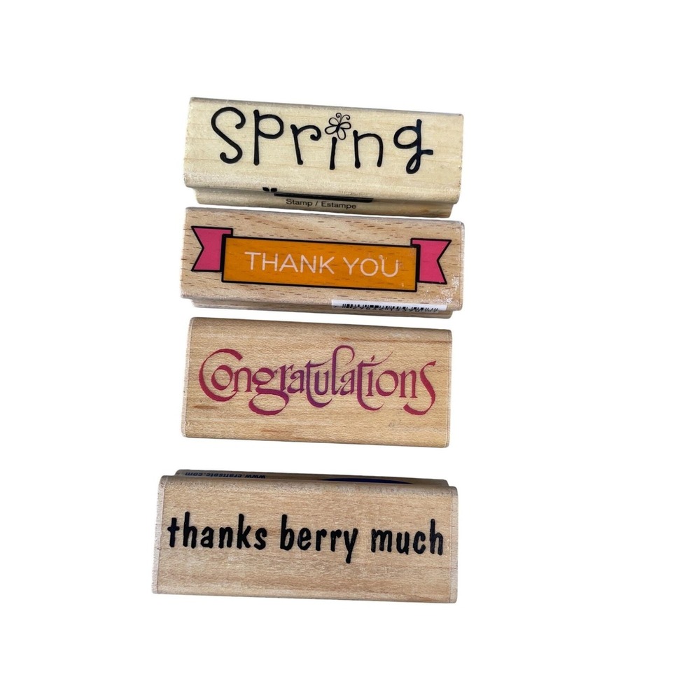 Spring & Thank You Congratulations Thanks Berry‎ Much Rubber Stamps Set Of 4